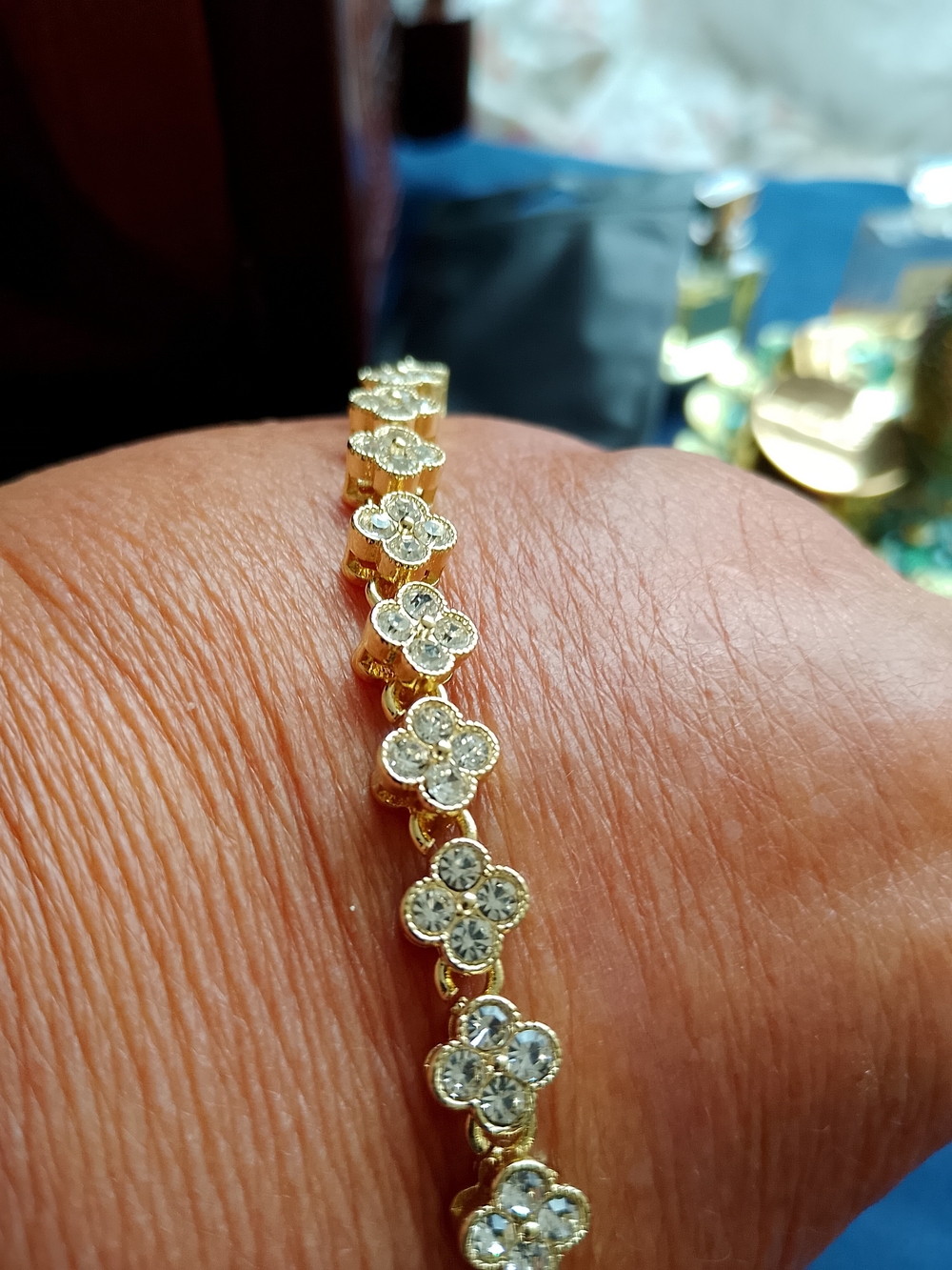 Gold Floral Crystal Bracelet - Women Jewelry